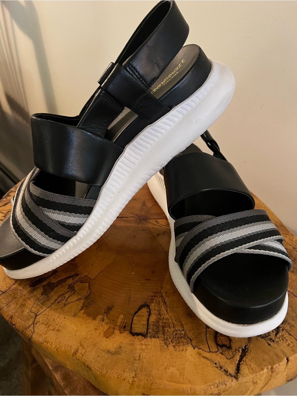 Cole Haan Black & Gray Platform Sport Sandals